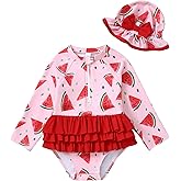 sweetabby Newborn Baby Girl Swimsuit Toddler Bathing Suit One Piece Ruffle Short Sleeve Baby Swim Suit Infant Swimwear