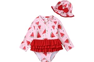 sweetabby Baby Girl Swimsuit Toddler One Piece Bathing Suit Long Sleeve Newborn Girls Swimwear Sunsuit Baby Swim Suit