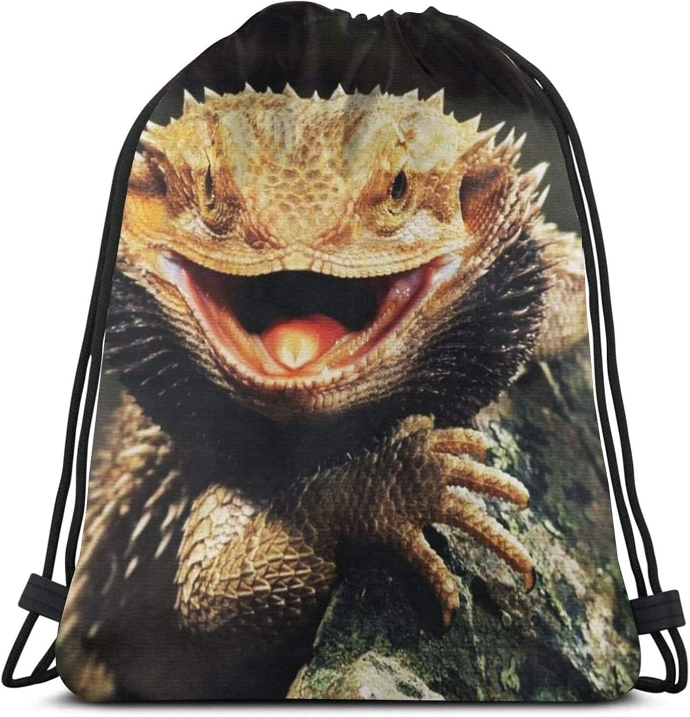 Bearded Dragon Lizards Drawstring Backpack Bag Sport Gym Hiking Yoga