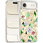 Unov Case for iPhone Air Case Clear with Design Embossed Pattern TPU Soft Shock Bumper Absorption Slim Protective iPhone 17 Air 6.5 Inch (Stained Glass Flower)