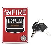 Fire Lite Alarms, Dual Action Manual Pull Station Fire Alarm Horn Siren Alarm Button with Key for Home Office Hotel Restaurant