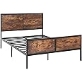 VASAGLE Metal Frame with Headboard, Footboard, No Box Spring Needed, Under-Bed Storage, Full, Classic Rustic