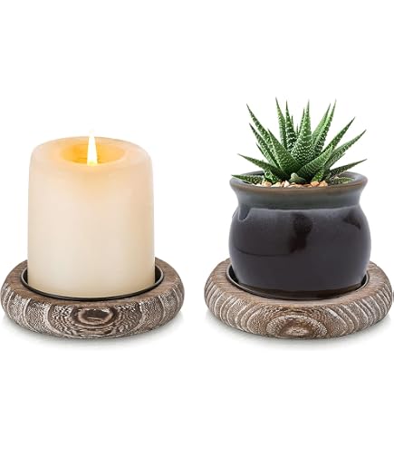2 Plateaux Décoratifs Ronds Noirs - Diamètre 30 Cm - Matériau Type Mélamine/bois - Pour Bougies Piliers, Décoration Table, Organisation - 3