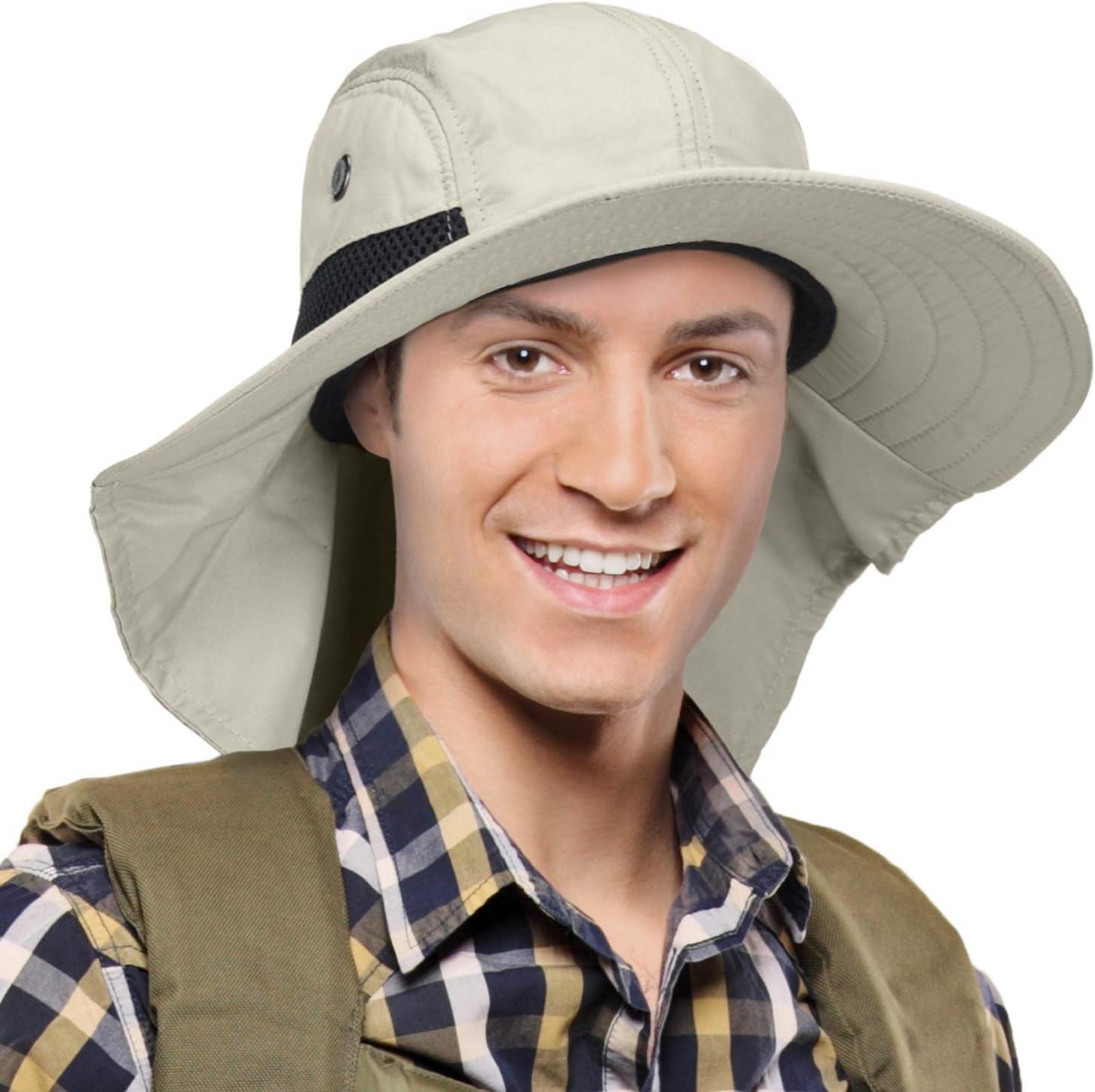 Solaris Sun Hat with Neck Flap, UPF 50 Sun Protection Lightweight Sun Cap for Men Women, Wide Brim Hat for Fishing Hiking