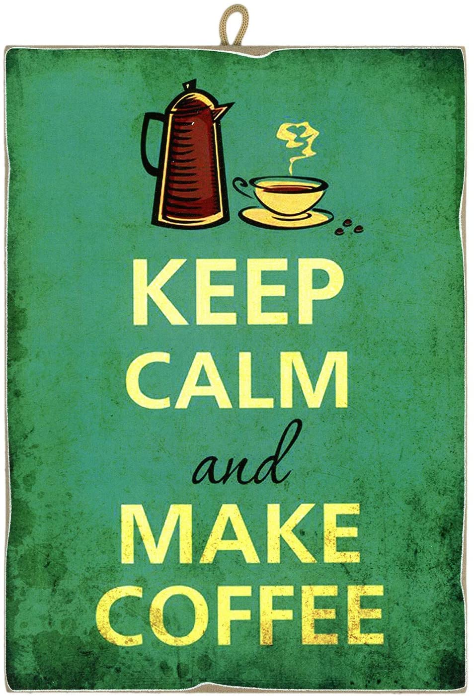 KUSTOM ART Picture Picture Vintage Style Coffee Keep Calm and Make Coffee Print on Wood For Home Furnishings, Restaurant Pizzeria Bar Hotel 25x18 cm.