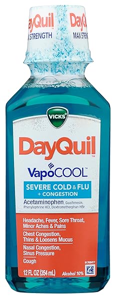 DAYQUIL SEVERE + VICKS VAPOCOOL DAYTIME COUGH, COLD & FLU RELIEF LIQUID, 12 FL OZ