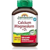 Jamieson Calcium Magnesium with Vitamin D3, Highly Absorbable, Supports Bone Health and Muscle Function, Helps Prevent Osteop
