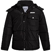 DKNY Boys Puffer Jacket - Wind Water Resistant Polar Fleece Lined Boys Winter Coat - Cozy Kids Jacket with Sherpa Lined Hood