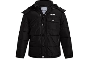 DKNY Boys Puffer Jacket - Wind Water Resistant Polar Fleece Lined Boys Winter Coat - Cozy Kids Jacket with Sherpa Lined Hood