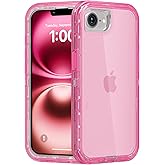 Follaroma for iPhone 16e Case, Heavy Duty Shockproof Protection Phone Cases, Anti-Drop, Dual Layer Transparent Protective Cover Compatible with iPhone 16e, 6.1 inch, Crystal Pink