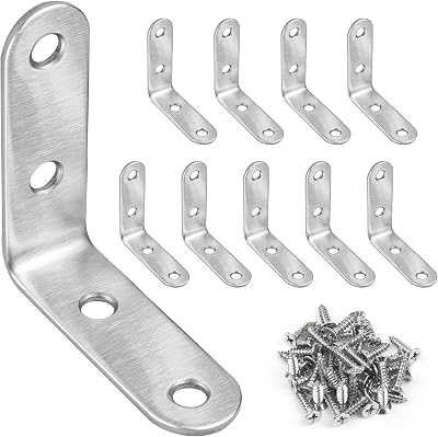 JatilEr 10 Pcs Angle Brackets 50x50mm Stainless Steel 90 Degree L Brackets