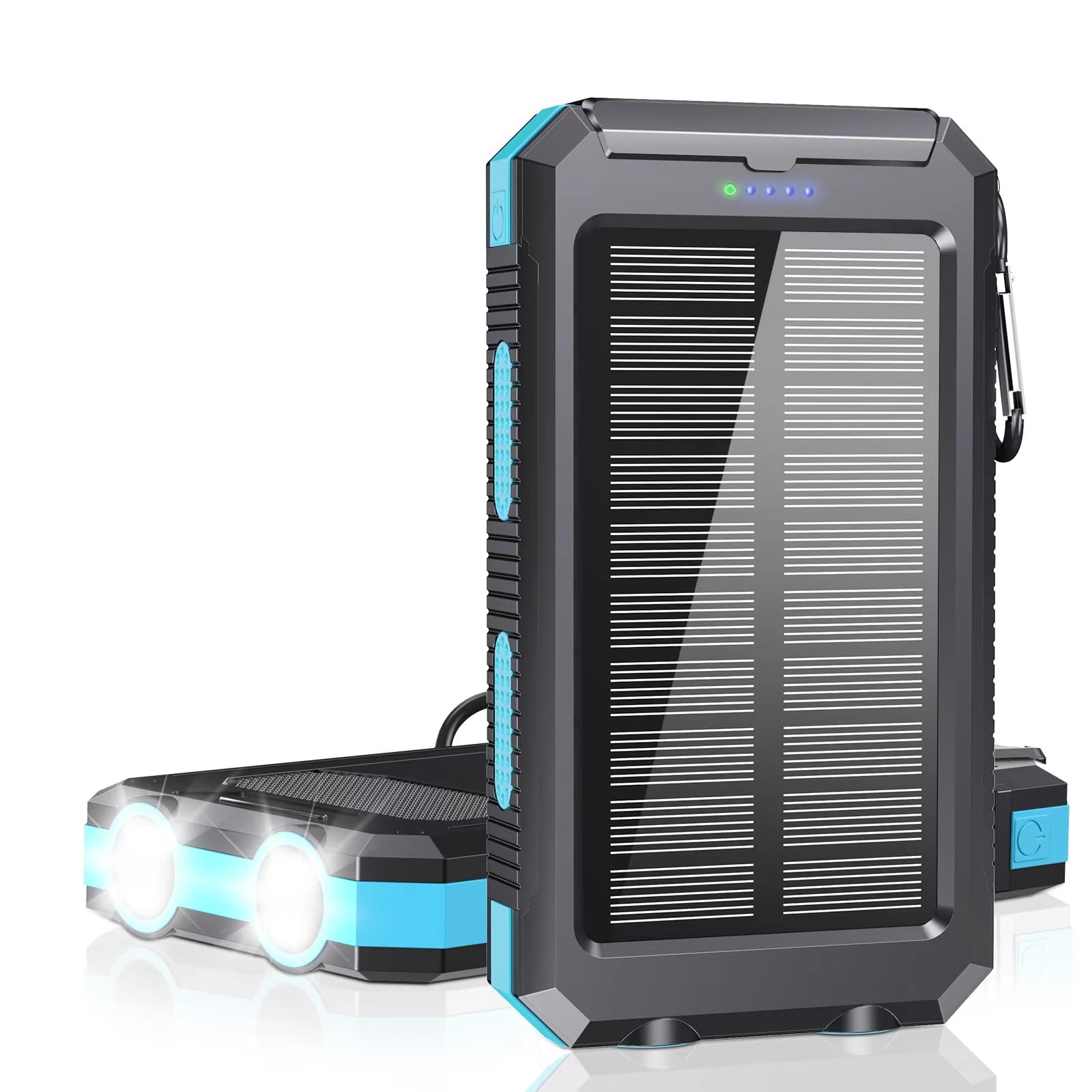 Photo 1 of Power Bank 10000mAh Solar Portable Charger with USB-C 5V/3.1A Fast Charging Compatible with iPhone, with 2 LED Flashlights and IPX5 Waterproof External Backup Battery Pack Perfect for Camping, Hiking
