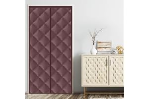 JOUALY Magnetic Thermal Insulated Door Curtain, Durable and Thickened Oxford Cloth Material, Convenient Access, Automatic Closing, Windproof, Rainproof, Soundproof, Suitable for Doors(Brown)