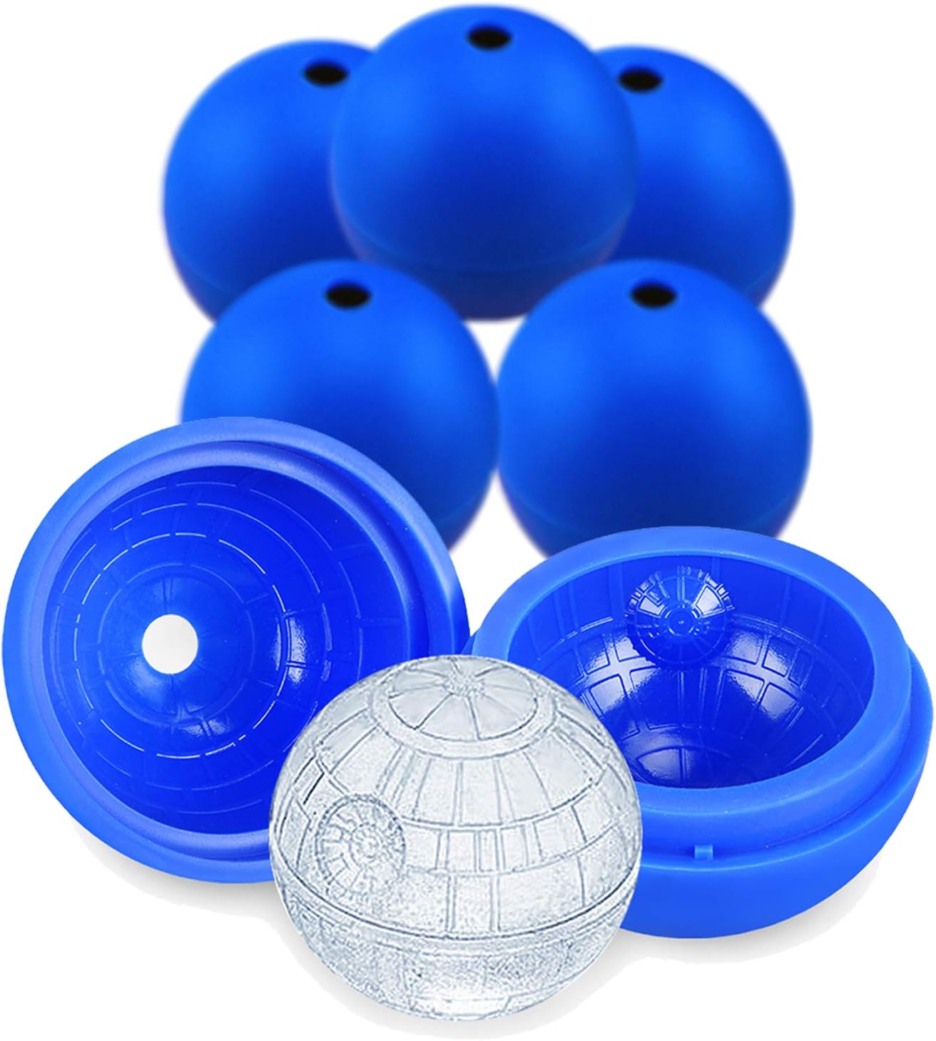 Ice Cube Mold 6 Pack Silicone 3D Space Station Ice Molds Sphere Big Ice Ball Maker for Whiskey, Bourbon and Cola (6)