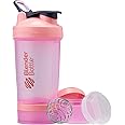 BlenderBottle Shaker Bottle with Pill Organizer and Storage for Protein Powder, Classic V2 ProStak System, 22-Ounce, Pink