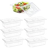 Bofolai 6 Pack food Pans with Lids 1/3 Size, Commercial Food-grade material, Impact-resistant and shockproof, For Salad Bars, Hot Deli Items & Dessert Toppings, Prep Table & Refrigerator Friendly