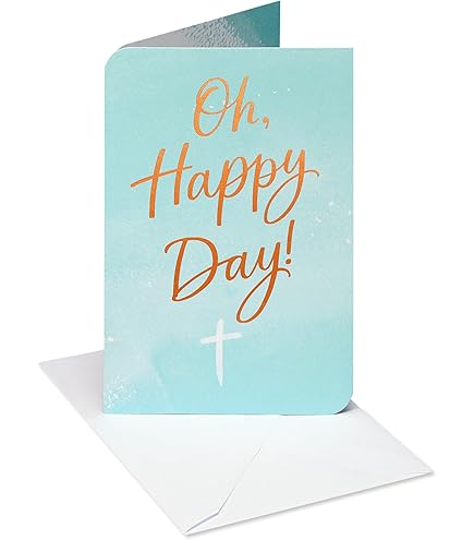 Old English Co. Cross With Love Card For Child Or Adult - Gold Cross Brushstrokes Floral Design For Easter, Christening Day, Baptism, Dedication Day - Religious Faith Card | Blank Inside Envelope