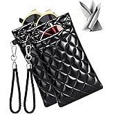 WAWOHERRNS Double Glasses Case Dual Sunglasses Case, Soft Eyeglass Cases for Women Squeeze Top Sunglasses Organizer