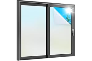 rabbitgoo Frosted Glass Window Film, Privacy Film for Glass Windows Static Cling, Removable Indoor Frosting Clings for Bathroom, Pure, 17.5 x 78.7 inches