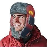 Eomsezer Heated Trapper Hat Warm Winter Hats with 7.4V Rechargeable Battery, Faux Fur Hunting Outdoor Hat for Men Women