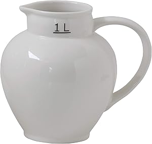Creative Co-Op Large White Vintage Reproduction Ceramic Pitcher
