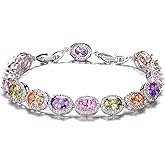 Hermosa Silver Oval Gemstone Tennis Bracelet | Silver Bracelets for Women | Size 7-8 Inch