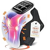 Pokytcox Knee Massager, Large LED Screen, Adjustable Temperature,Cordless Knee Massager with Heat and Vibration, Portable Massager for Knee Discomfort, Longer Knee Straps 48CM