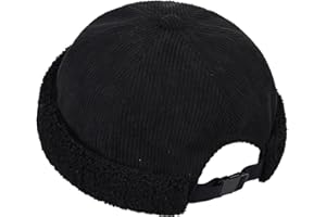 Croogo Corduroy Brimless Hat Winter Warm Docker Hat Rolled Cuff Docker Cap Adjustable Worker Cap Unisex