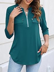 Halife 3/4 Sleeve Tops for Women Collar V Neck