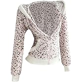 SOLY HUX Leopard Print Zip Up Hoodies for Women Cheetah Fleece Sweatshirts Fitted Jacket Y2K Hoodies for Teen Girls