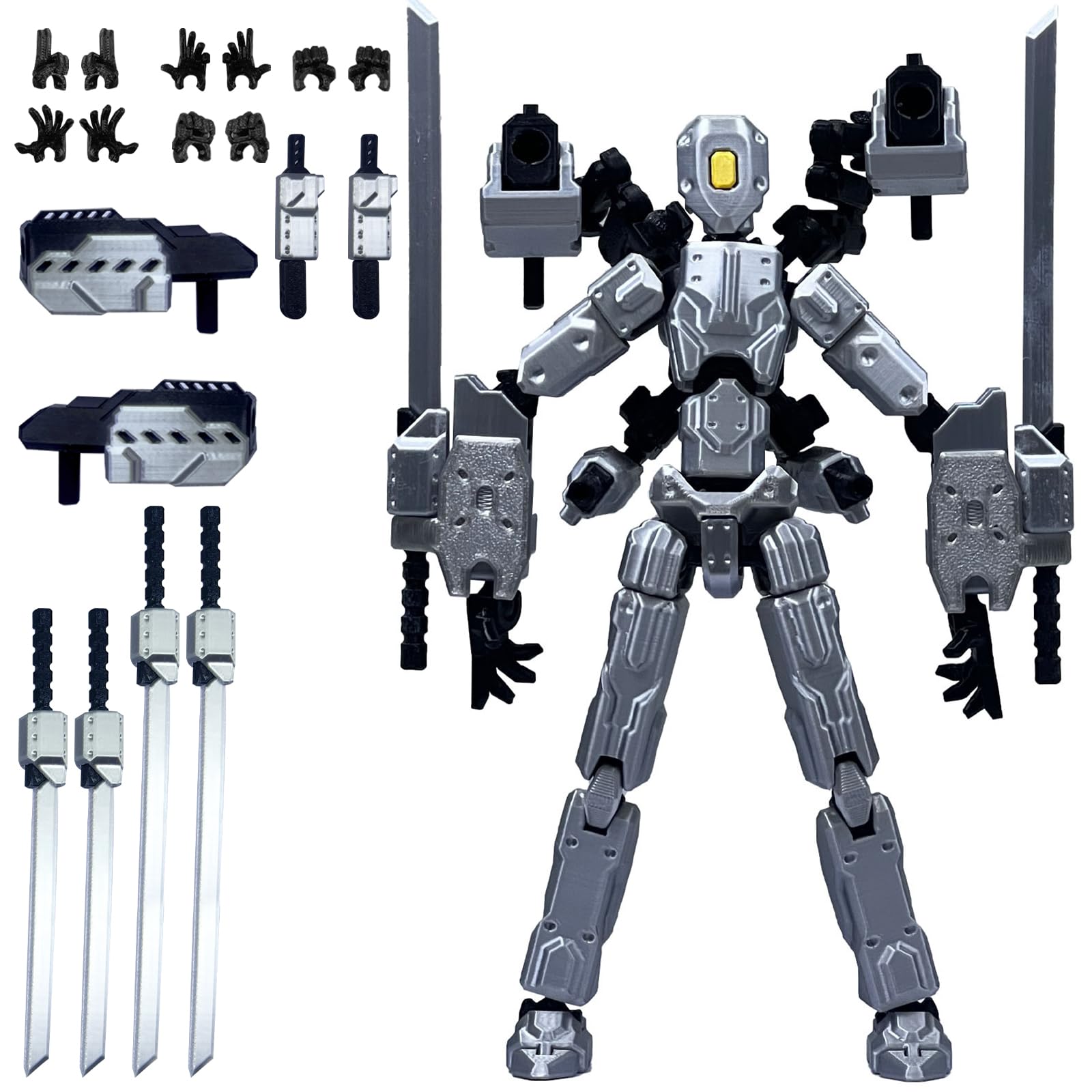 Photo 1 of PkghoKids (Assembly Completed) 8 inch T13 Action Figure Set,T 13 Action Figure Multi-Articular Mobile Robot Nova T-13,Desktop Decorations for Game Lovers Toys (Gray)