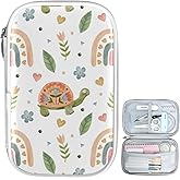 ZZKKO Cartoon Cute Turtle Rainbow Pencil Bag Case Zipper Pencil Holder Organizer Stationary Pen Bag Cosmetic Makeup Bag Pouch Purse for School Office Supplies