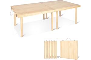 Aiwosana Boho Wooden Low Picnic Table, 60" x 30" Portable Foldable Beach Picnic Table for 6-8 People to Beach, BBQ, Camping, 