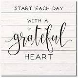 CounterArt Grateful Heart Decorative Slatted Pallet Wood Sign 12" x 12" Made in the USA