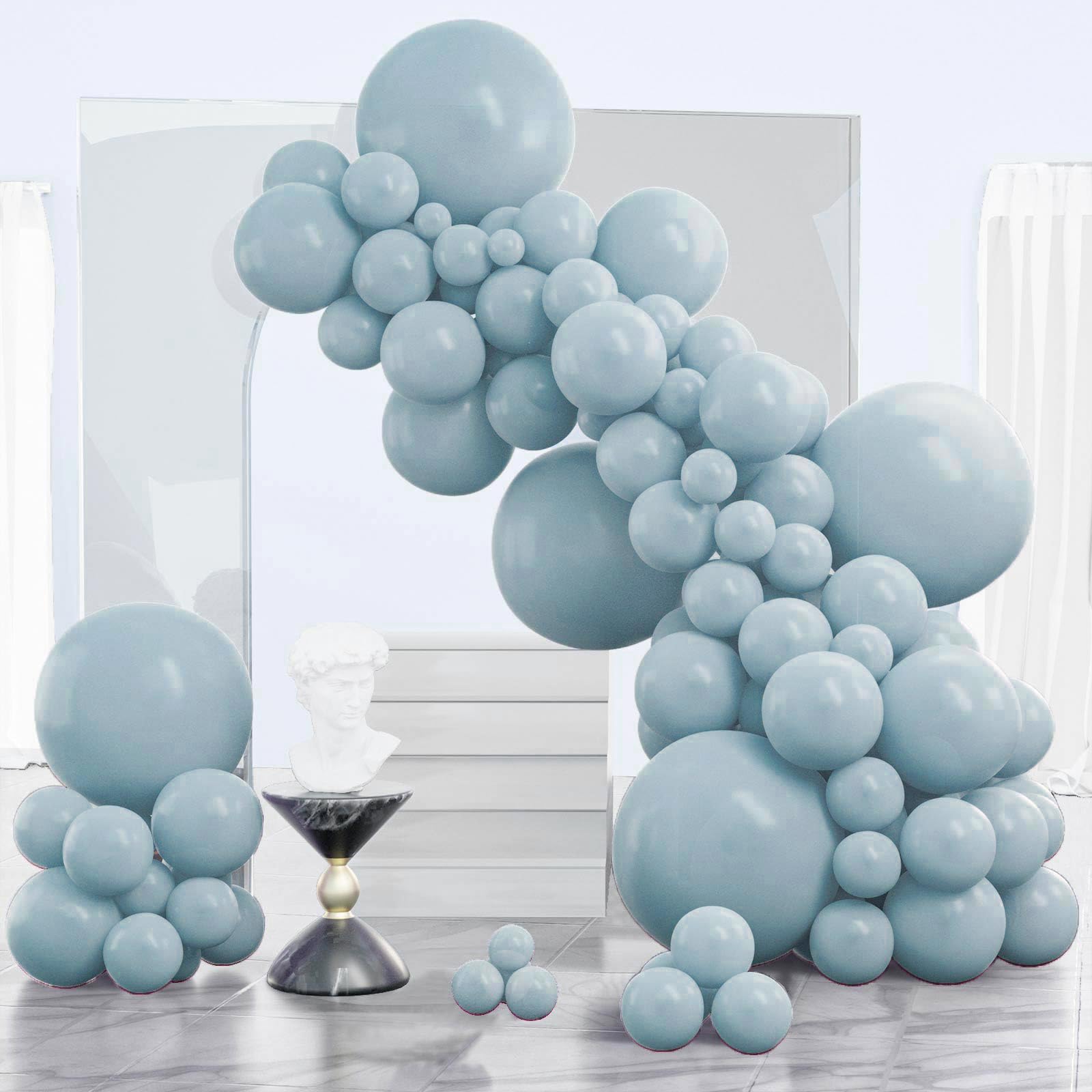 Photo 1 of PartyWoo Dusty Blue Balloons 140pcs Different Sizes of 18 12 10 5 Inch Light Blue Aqua Boho Balloon Arch Kit Garland for Graduation Baby Shower Gender Reveal Birthday Party Decorations Blue-F28