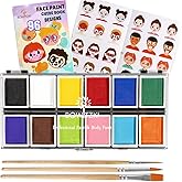 Professional Face Paint Kit, Bowitzki 12 Colors Non Toxic Hypoallergenic Water Based FDA Compliant Professional Halloween Makeup Body Face Painting Colors