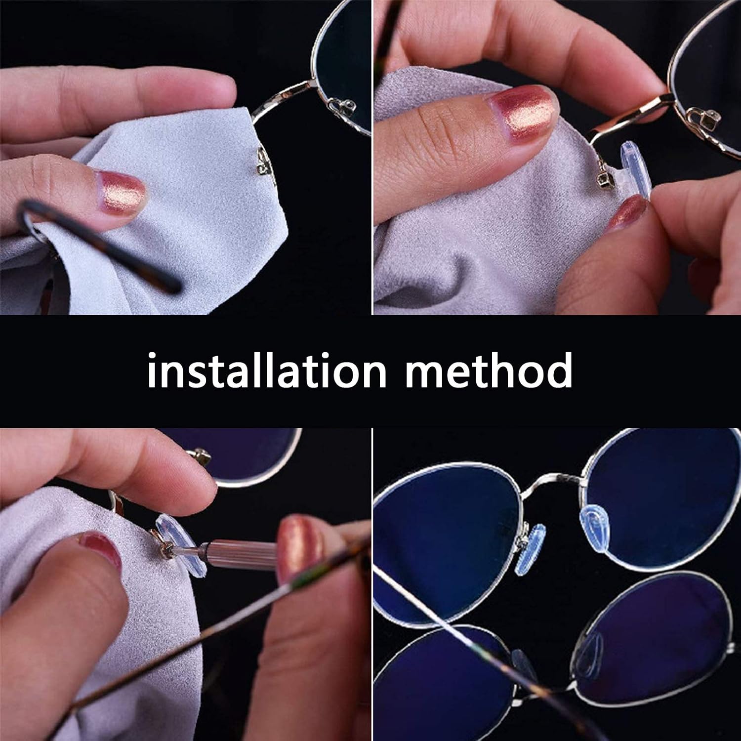 Occhiali di sicurezza Transparent Kit di Riparazione Occhiali con  Cacciavite Antiscivolo per Occhiali e Occhiali da Sole Naselli ad Aria 5  tipi Naselli per Occhiali Antiscivolo 25 Paia Naselli Occhiali in Silicone