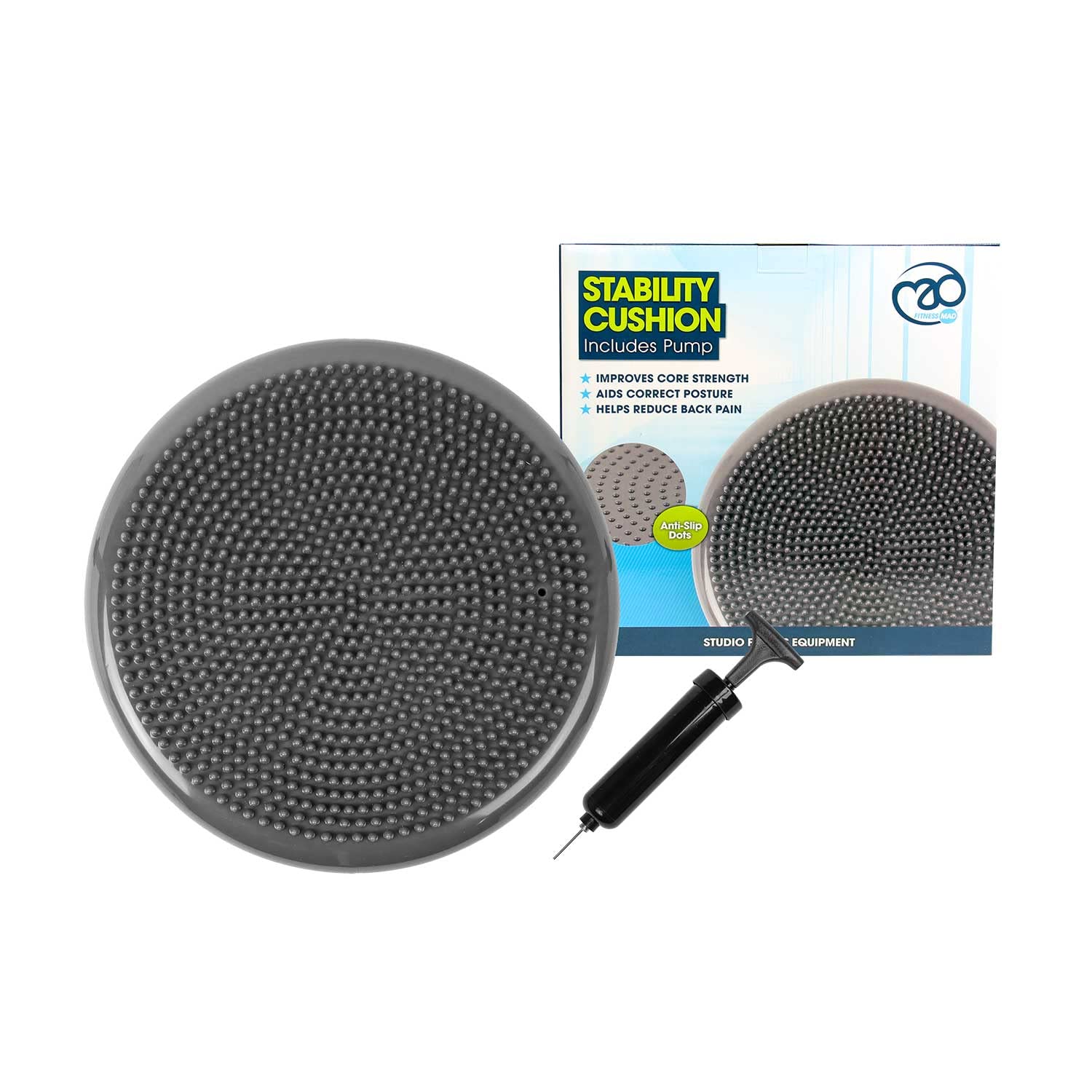 Fitness Mad Stability Cushion | Wobble Cushion |Balance Cushion | Improve Posture and Balance, 35cm / 14in | Physical Therapy Relief for Back Pain and Strengthens Core