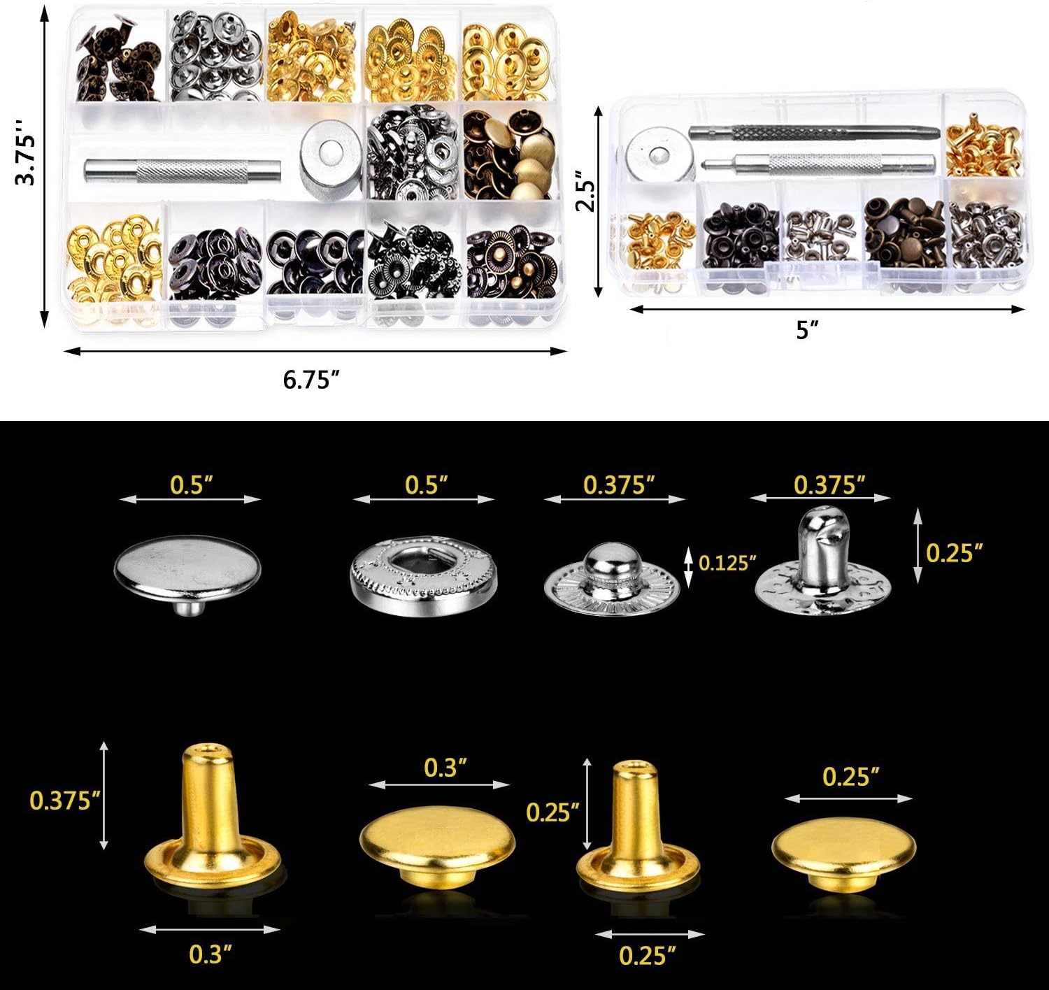 JOYPEA Leather Working Tools 195 PCS Leather Craft Stamping Tools with Cutting Mat Snaps and Rivets Kit Stitching Groover, Prong Punch for DIY Leather Craft