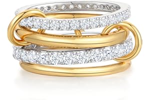 ZHESHY Gold Silver Rings for Women Non Tarnish 18K Gold Plated Stackable Rings Dainty Cubic Zirconia Rings Wedding Band Thumb