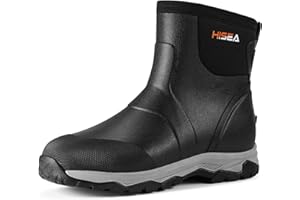 HISEA Upgraded Excursion Pro Men's Rain Boots, Ankle Height Rubber Hunting Boots Waterproof Insulated Neoprene Boots Durable Outdoor Mud Booties for Hunting Gardening Farming Fishing and Yard Work