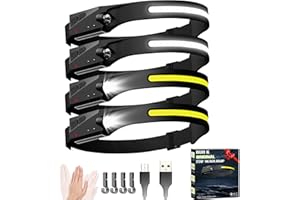BUD K Headlamp Rechargeable 4Pack, 6 Mode Headlamps for Adults 1200Lumens LED Headlamp with Motion Sensor,230°COB Wide Beam Headlight Bright Headlamp Flashlight for Camping Accessories Gear, Hiking, Running