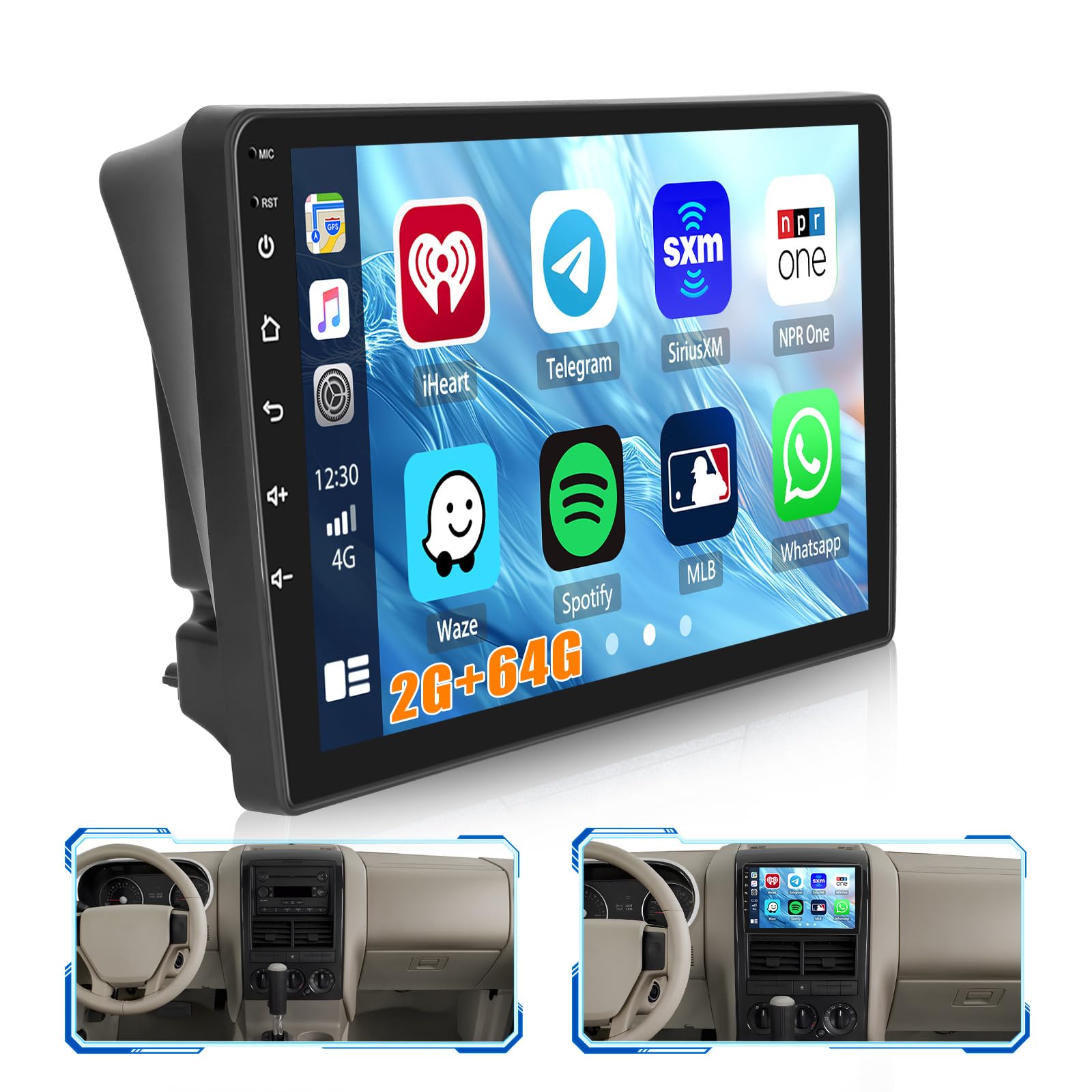 Photo 1 of ***(FITMENT UNKNOWN)***Car Radio for Ford Mustang 2005-2009/Explorer 2006-2010: [2G+64G] 10.1 inch Touch Screen for Mustang Bluetooth Radio Kit with Wireless Carplay Android Auto, DSP, 5G WiFi, Backup Camera
