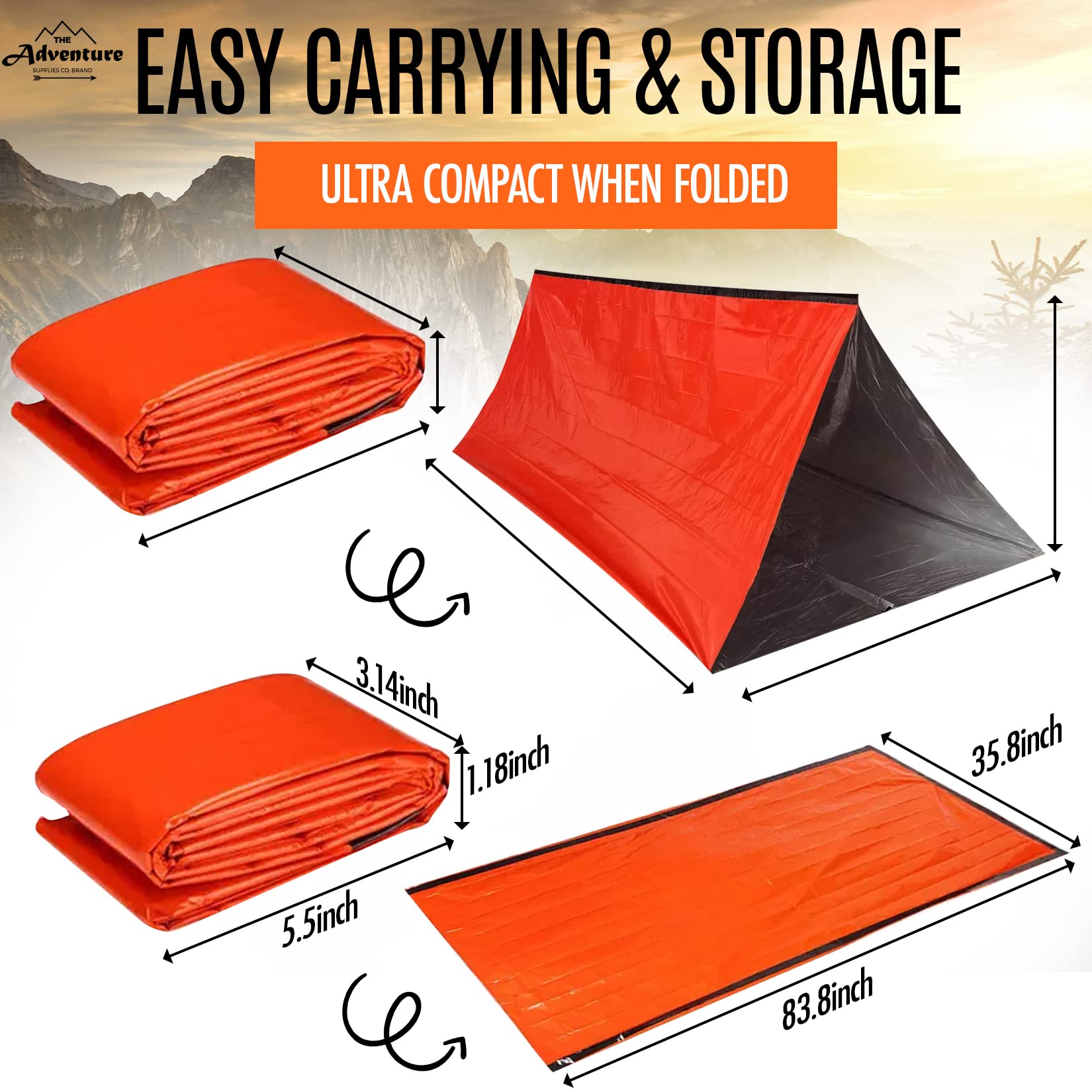 Emergency Sleeping Bag & Tent Shelter, Stocking Stuffer! Combo Prepper
