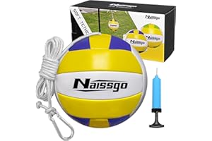 Naissgo Tetherball Ball and Rope, Soft Tetherball Set with Metal Hook and Ball Pump with Needle - Great for Family,Adults,Tether Ball Backyard Game Outdoor Play