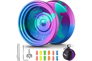SHUNGRU Professional Responsive Yoyo V8, Dual Purpose Metal Yoyo for Kids Beginner, Unresponsive Yoyo Bearing for Adults and Advance with 12 Yoyo Strings + Yoyo Case + Removal Bearing Tool(Blue Purple Green)