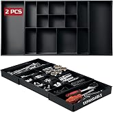 ONREVA Tool Box Organizer Tray Divider Set, Expandable Large Toolbox Storage Tray Kit, Rolling Tool Chest Drawer Bins, Hardware Screwdrivers Pliers Organization, 2pcs low profile Trays.