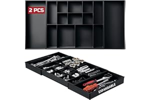 ONREVA Tool Box Organizer Tray Divider Set, Expandable Large Toolbox Storage Tray Kit, Rolling Tool Chest Drawer Bins, Hardwa