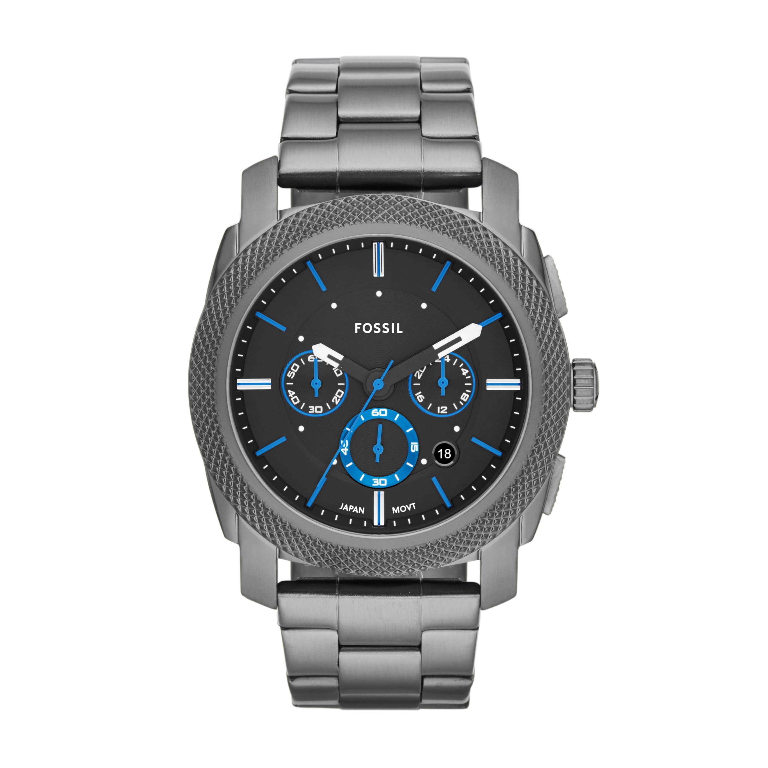 Fossil Men’s Machine Quartz Stainless Steel and Stainless Steel Chronograph Watch, Color: Smoke (Model: FS4931)