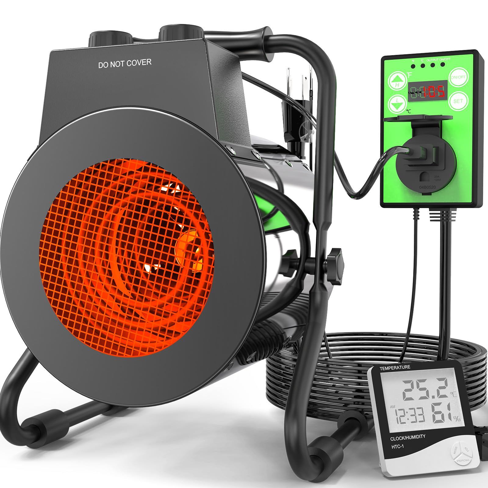Photo 1 of Buyplus Greenhouse Heater with Digital Thermostat, 1500W Outdoor Heaters for Patio, Overheat Protection & 3S Fast Heating, Electric Space Heater for Patio, Garage, Greenhouse, Flower House, Silver
